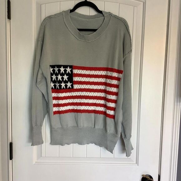 NWOT Preppy Patriotic Knit Sweater with American Flag Design - Picture 1 of 7